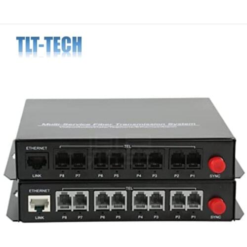 8 Channels PCM Voice Telephone Fiber Optical Media Converter with 10/100M Ethernet,Long Distance Transmission 20Km