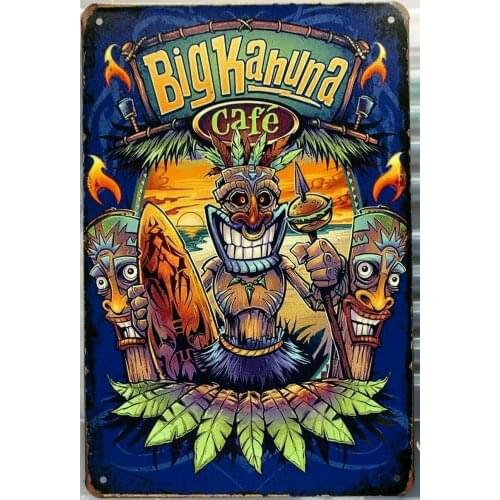 Tiki Bar Sign Vintage Metal Poster Metal Tin Sign Plates Wall Decor For Bar Pub Club Man Cave Plaque