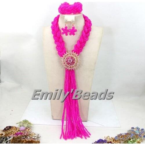 Free Shipping! Nigerian African Wedding Beads Jewelry Set Costume Crystal Beads Necklace Bracelet Earrings Jewelry Set AMJ066