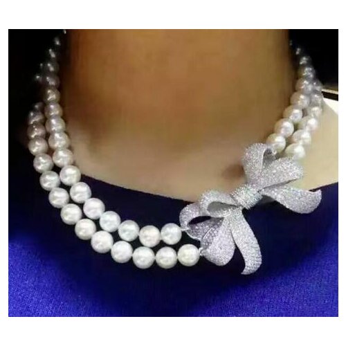 Free shipping Jewelry strands 8-9 mm natural south sea white pearl necklace 18 " 19 "
