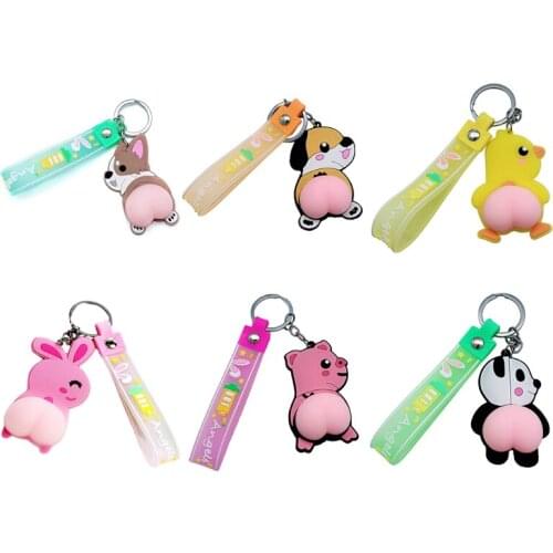 Cartoon Key Rind Cute Animal Butt Key Chain Cute Creative Gift Keychain Pendant Doll Keyring Car Keys for Kids Children A2UB