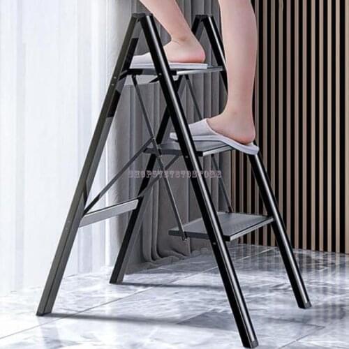 Household Multi-functional Folding Ladder Thickened Aluminum Alloy Herringbone Ladder Flower Rack Three-step Stairs Porta