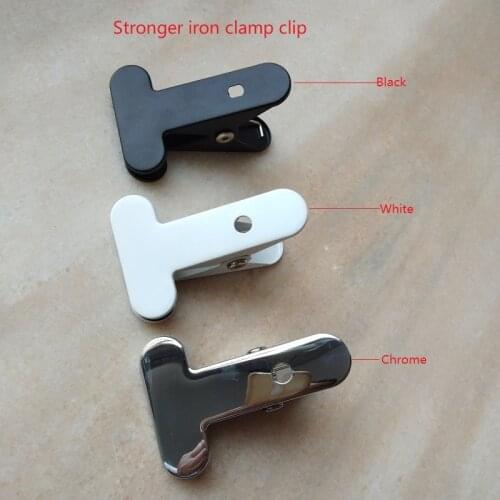 Black/white/chrome stronger iron fixed spring clamp clip big iron clip for bed room lamp clamp lamp lighting accessories