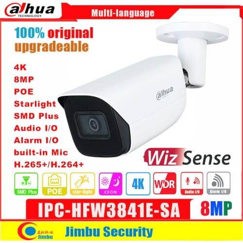Dahua WizSense 4K POE 8MP WDR IPC-HFW3841E-SA SMD Plus H.264+/H.265+ Starlight Micro SD Slot Up To 256G Bullet Network Camera