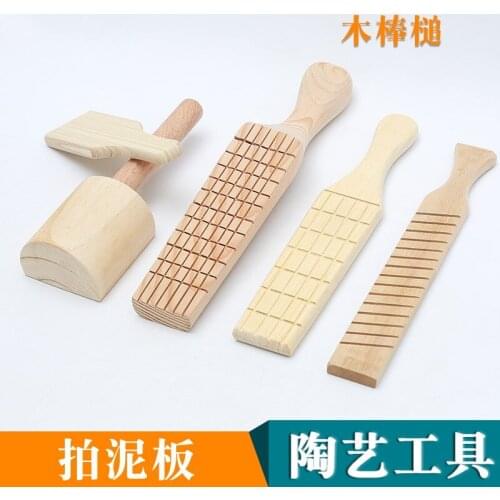 Wooden Handle Pottery Ceramics DIY Tools Solid Wooden Surface Painted Mud Board Ceramic Clay Tools Soft Clay Pottery Tools