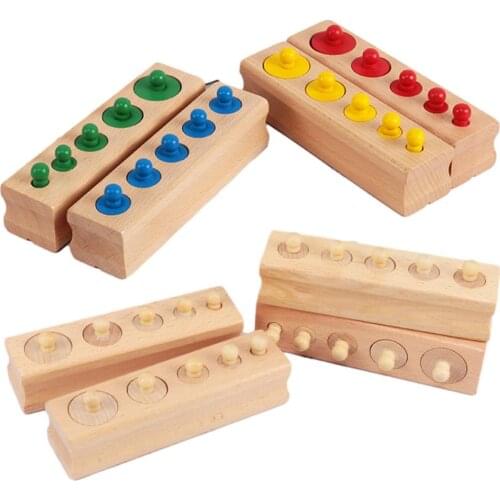 Kids Early Education Teaching Aids Socket Cylindrical Kindergarten Infants And Young Children Montessoril Wooden Toys
