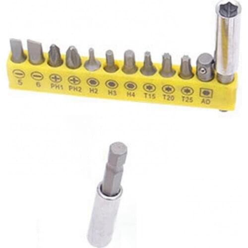 12Pcs/Set Electric Drill Slotted/Phillips Screwdriver Bits Connecting Rod Kit Phillips Screwdriver Bits