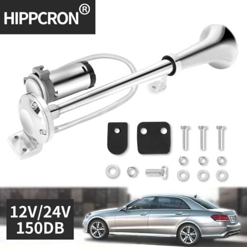 Air Horn 150DB 12V Super Loud Single Trumpet Compressor Complete Set for Trucks Cars Automobiles Lorry Boat Train