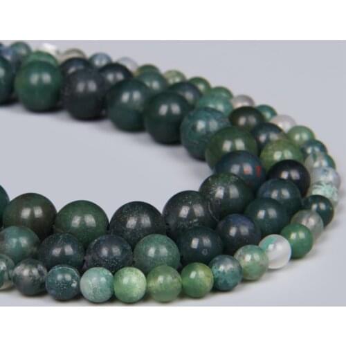 Grade AB Natural Green Matte Mosse Agates Beads Loose Lucky Health Spacer Stone Beads For Handmade Diy Jewelry Making Bracelets
