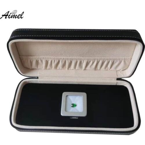 Black PU Diamond Jewelry Storage Box Stone Ring Organizer Gift Case Carat Diamond Ring DisplayGift Box Metal Gem Box