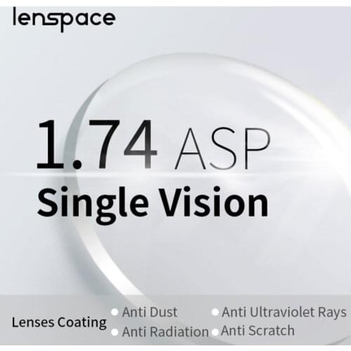 Lenspace 1.74 Single Vision Prescription CR-39 Resin Aspheric Glasses Myopia Hyperopia Lenses Optical Lens
