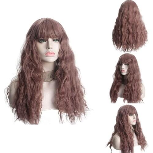 MISS ROLA Brown Ombre Light Ash Brown Blonde Wavy Wig Cosplay Party Daily Synthetic Wig for Women High Density Temperature Fibre