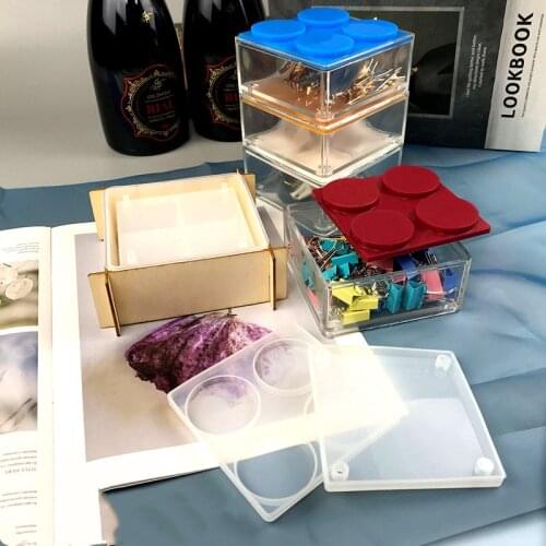 Multifunctional Multi-Layer Storage Box Crystal Epoxy Mold DIY Storage Handmade Domino Jewelry Box for Resin