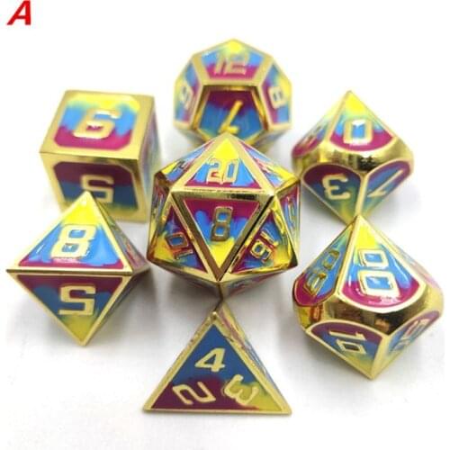 Metal Dice Set DND Board Game 7pcs Polyhedral Dice for RPG Role Playing Game 094C