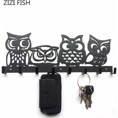 Bathroom Wall hanger Iron art owl Robe Hooks 8 Row Hook Coat Hanger Kitchen storage Towel Hat Clothes Cabinet Door Wall Hooks