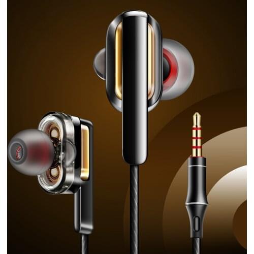 Fonge X3 3.5mm Double Dynamic In-Ear Earphone Heavy Bass 360 Degree Surround Sound Earburds with Music