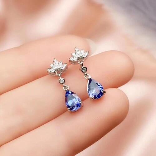 New Fashion The Best Gift For your mother Tanzanite Earring Natural And Real 925 sterling silver Tanzanite Earring