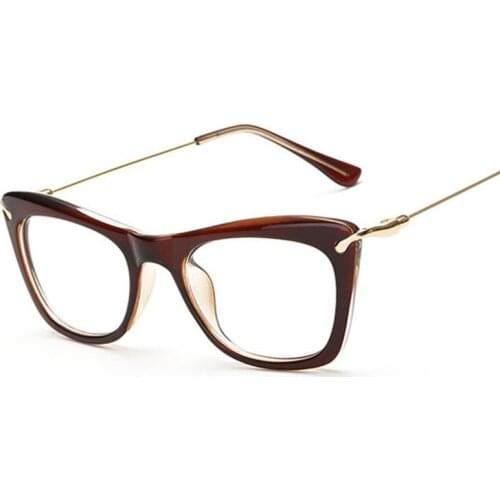 2020 New Fashion Women Cat Eye Glasses Frames Print Frame Cateye Eyewear Lady Eyeglasses Frames Metallic Legs 8Colors