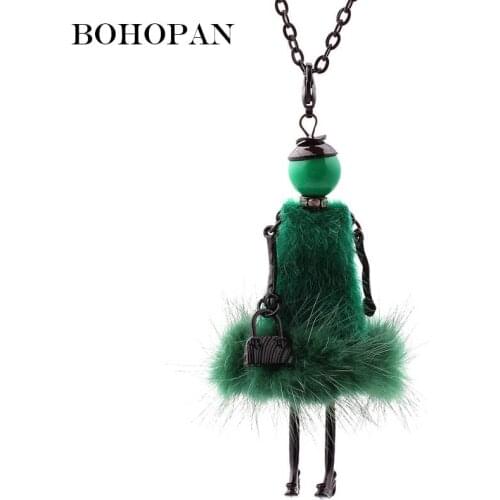 Charm Fashion Necklaces For Women Girl 6 Color Lovely Dress Figure Doll Pendants Necklace Long Sweater Chain Charm Jewelry Party