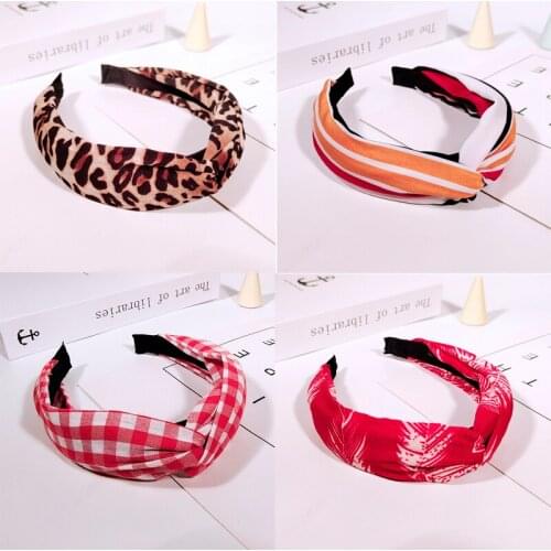 Ladies Cross Head Bands For Women Broadside Printing Hair Hoop cotton Hairband Hair Accessories for Girls FG100