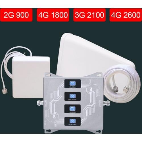 Russia 2g 3g 4g Mobile Signal Booster 900/1800/2100/2600 MHz 4-bands Cellular Signal Repeater GSM DCS LTE WCDMA 4G LTE Amplifier