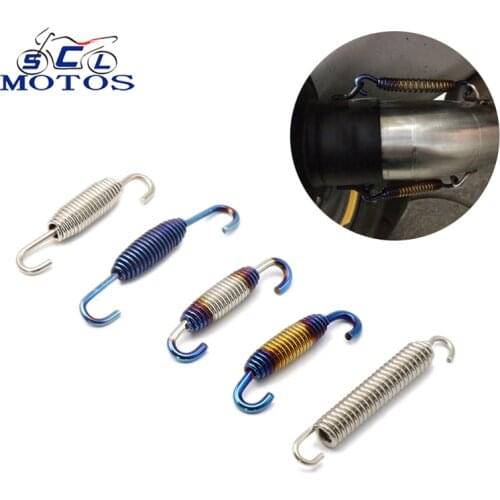 Sclmotos- 2Pcs Motorcycle Exhaust Stainless Steel Muffler Middle Pipe Rotatable Metal Springs Kit Set for Honda for Yamaha KTM