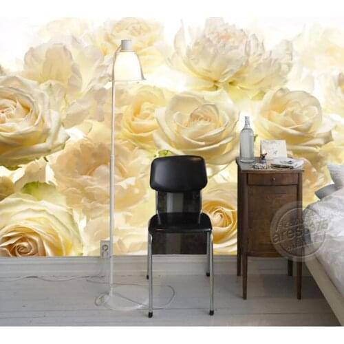 Modern Simple Yellow Rose Photo Wallpaper Fashion Interior Flower Design 3D Stereo Mural Living Room Bedroom Cozy Decor Frescoes