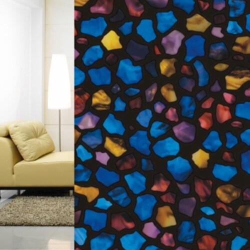 SUNICE 3D Painting Static Window Film Privacy Self Adhesive Cling Glass Sticker For Home Kitchen Office Anti-UV Decorative Foils