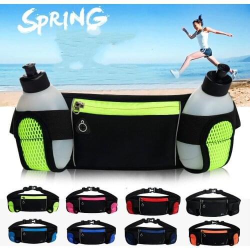 Running Bags Waist 2 Water Bottle Outdoor Camping Hiking Fitness Man Women Gym Lightweight Belt Bag Female Sports Fanny Packs