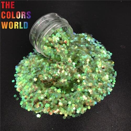 TCR10 Iridescent Rainbow Light Green Color Hexagon Shape Nail Glitter Art Decoration Body Glitter Eye Shadow Henna Handwork DIY
