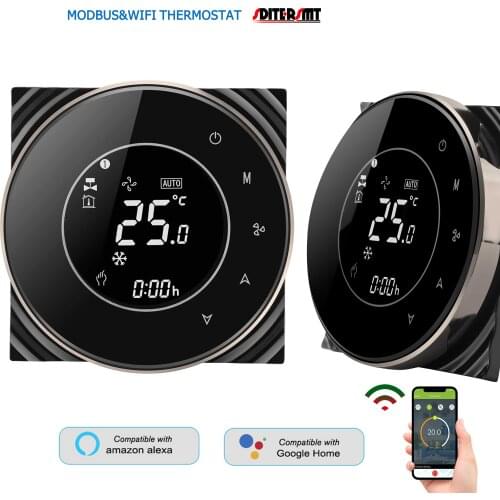 EU RS485&MODBUS TUYA WIFI Temperature Control Thermostat Switch for Modulating Fan Valve Output Works with Alexa Google Home
