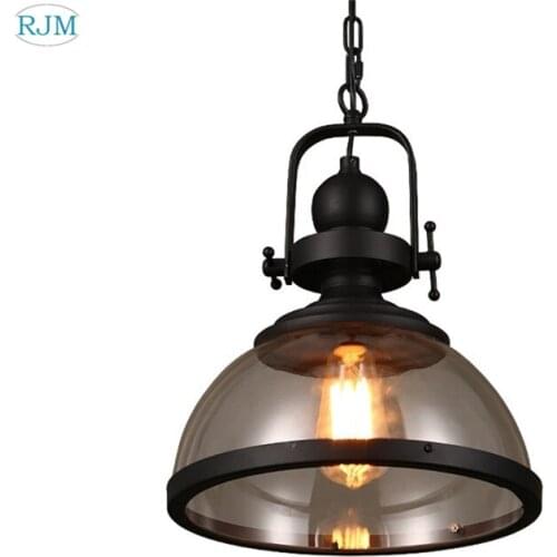 Vintage Robles Glass Pendant Light Single Head Loft Industrial Iron Led Lamp for Dining Room Restaurant Cafe Bar Indoor Lighting