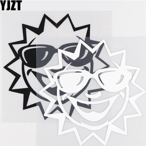 YJZT 14.5X14.3CM Mischievous Sun Smile Funny Car Window Bumper Cartoon Decor Vinyl Car Sticker Decal Black / Silver 10A-0261