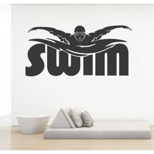 YOYOYU Swimming Wall Sticker Athletic Player Sports Wall Stickers Interior Home Decoration Modern Gym Swimming Mural Words HL184