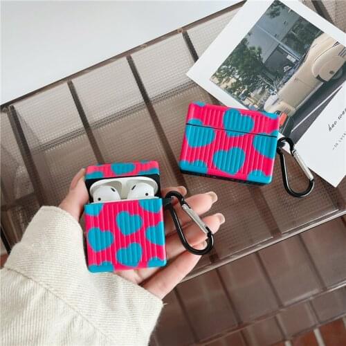 Funny Cute Headset Case for Airpods 1 2 Cover Headphone Capa for Air Pods Pro Soft TPU Love Heart Earphone Cases with Hook
