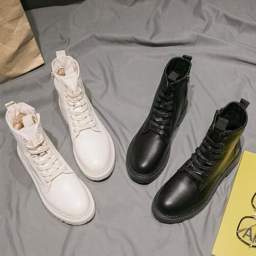 Women Ankle Boots Girls College Wind Lace Up Shoes British Style Black Cool Short Boots