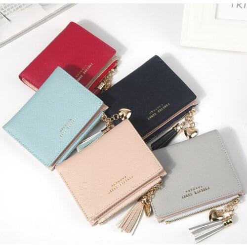 2021 Tassel Women Wallet Small Cute Wallet Women Short Leather Women Wallets Zipper Purses Portefeuille Female Purse Clutch