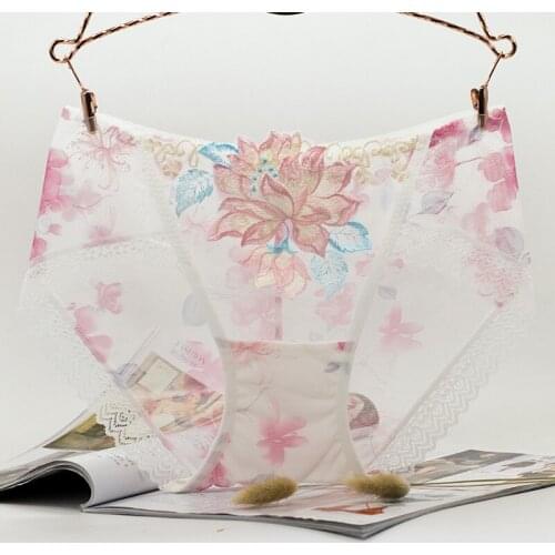Wasteheart New Women Fashion Purple Lace Embroidery Sexy Women Panties Cotton Low Waist Trim Underwear Lingerie Flower Briefs