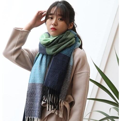 Winter Female Wool Scarf Women Cashmere Scarves Wide Lattices Long Shawl Wrap Blanket Warm Tippet Pashmina Tassels Scarf Women