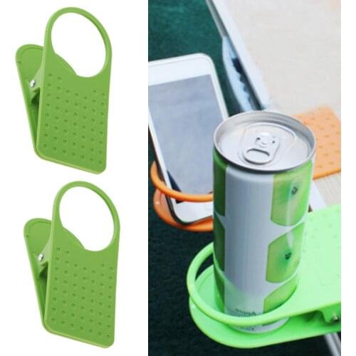 2 Pieces Plastic Table Desk Side Water Cup Stand Holder Clip Camping Picnic