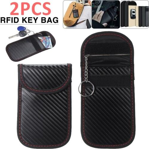2pcs Keyless Go Protection Car Key Bag Pouch RFID Signal Blocker Key Cover Anti-magnetic Portable Car Key Shielding Bag