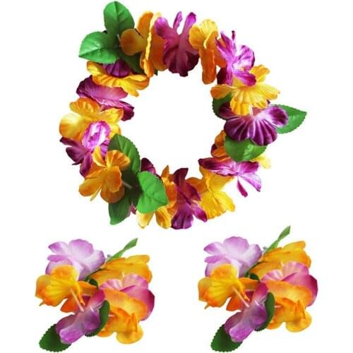 3pcs/set Thickened Hawaiian Leis for Hula Dance Luau Party,Floral Necklace Leis for Party Supplies Favors Celebrations and Decor