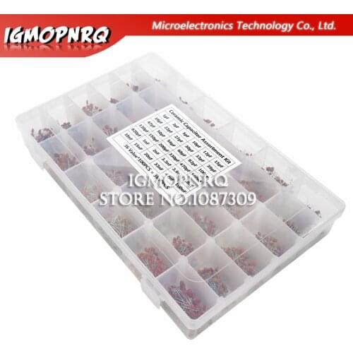 3600PCS 1PF-100nF Ceramic Capacitor Assortment Kit 10PF 22PF 33PF 47PF 100PF 330PF 470PF 1NF 10NF 47NF 50V Capacitors set
