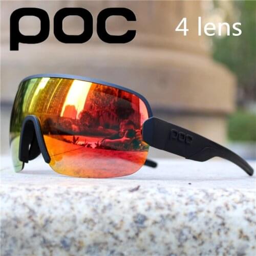 4 Lens Set POC AIM Polarized Cycling Sunglasses Sport Road MTB Bike Glasses Men women Eyewear Goggles UV400 Gafas Ciclismo