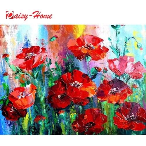 Full Drill Diamond Painting Poppy Cross Stitch 5D Diamond Embroidery Flower Landscape Wall Decoration Gift
