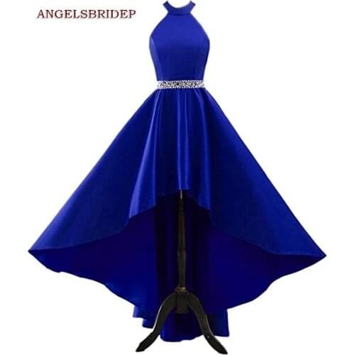 ANGELSBRIDEP High-Neck Evening Dresses Gala Gowns Vestidos de festa Fashion Waist Beaded Satin Formal Prom Party Pageant Dresses