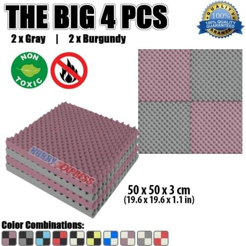 Arrowzoom Egg Crate Convoluted Foam Soundproofing Acoustic Studio Panel 4 pcs Set 50 x 50 x 3 cm (19.6 x 19.6 x 1.1 in) KK1052