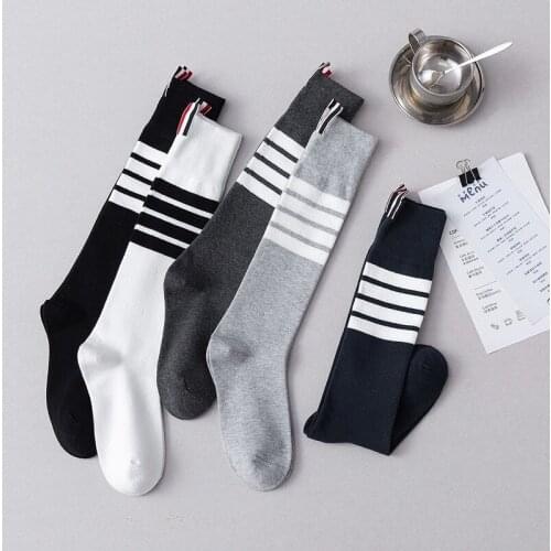 Asymmetry Women Sock Striped Ladies Socks Fashion Comfortable Casual Printing Cotton Soft Sox Autumn Winter Korean Skarpetki