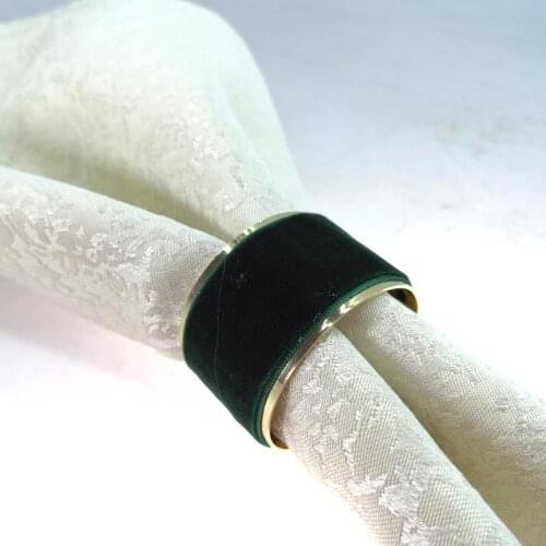 Free shipping gold metal with velvet napkin ring, bulk napkin holder for wedding 6 pcs