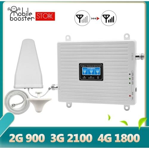 GSM 3G 4G Signal Amplifier 900 1800 2100 Tri-Band Repeater 2G 3G 4G LTE 1800 Cellular Signal Booster Cell Phone Signal Amplifier